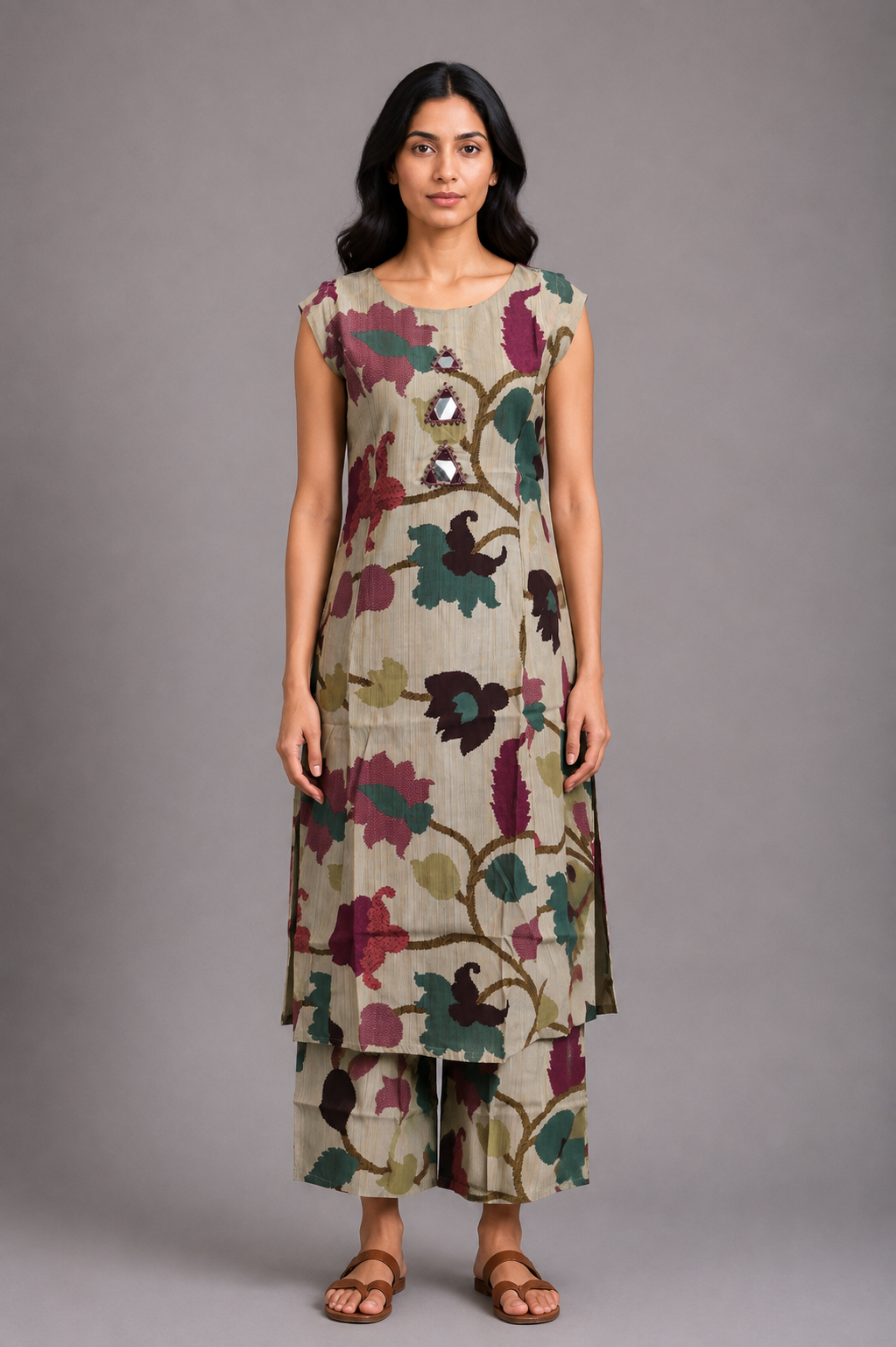 Multicolor Floral Printed Kurta Palazzo Set