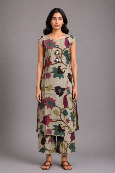 Multicolor Floral Printed Kurta Palazzo Set