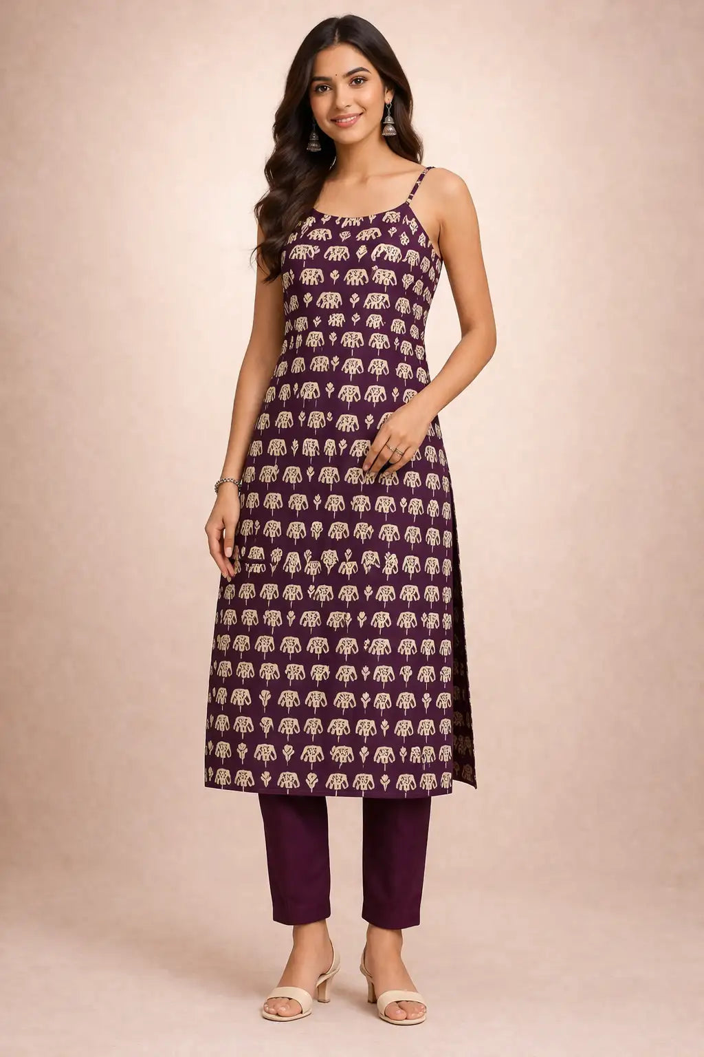 Women's Cotton Printed Sleeveless Kurta Pant Set
