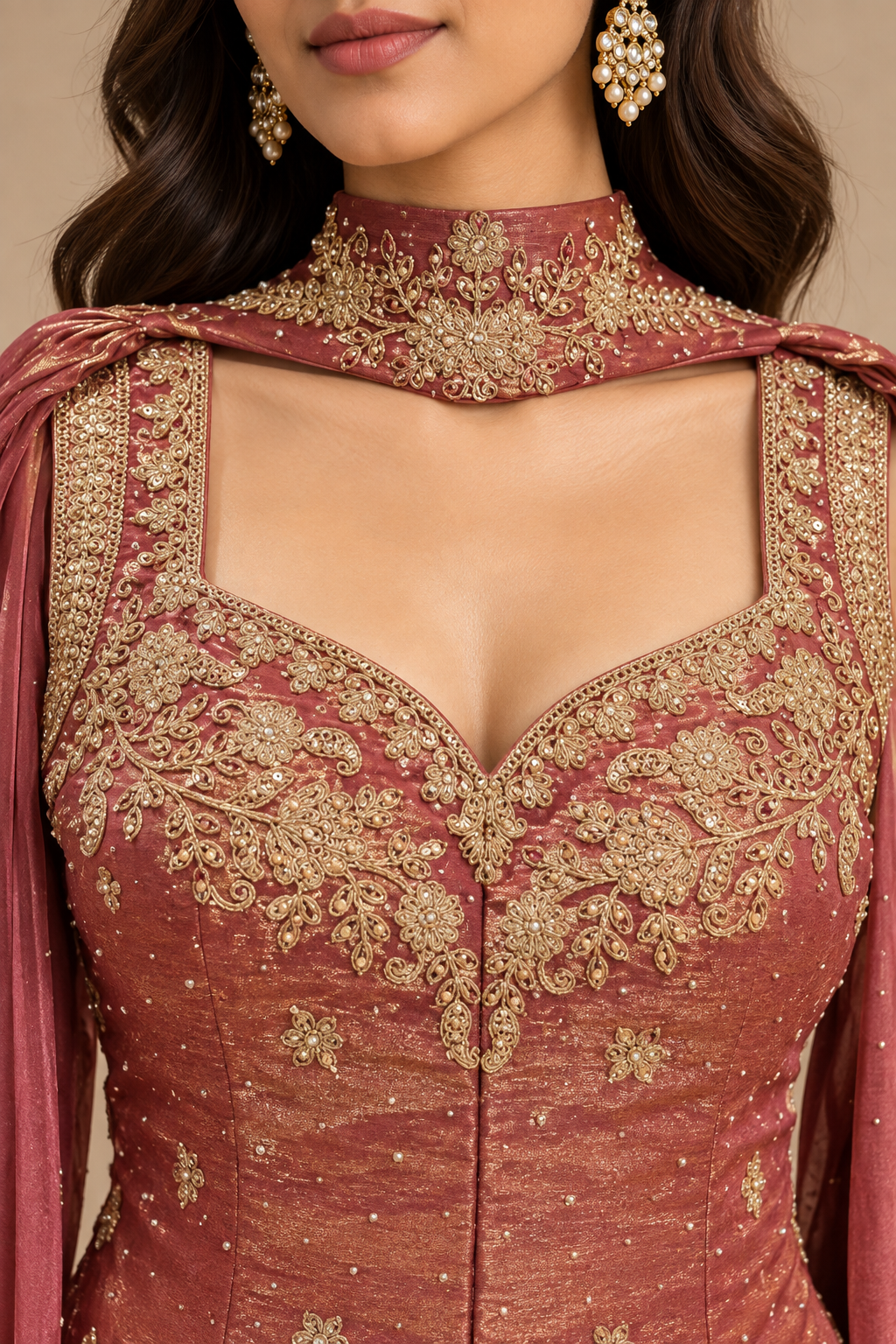 Antique Rose Organza Sharara Set