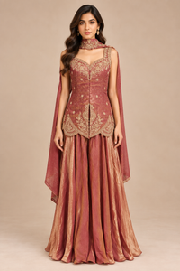 Antique Rose Organza Sharara Set