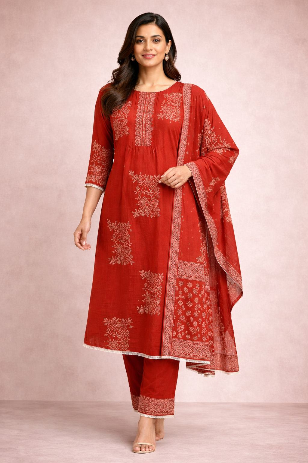 Elegant Purple Printed Kurta Set with Dupatta